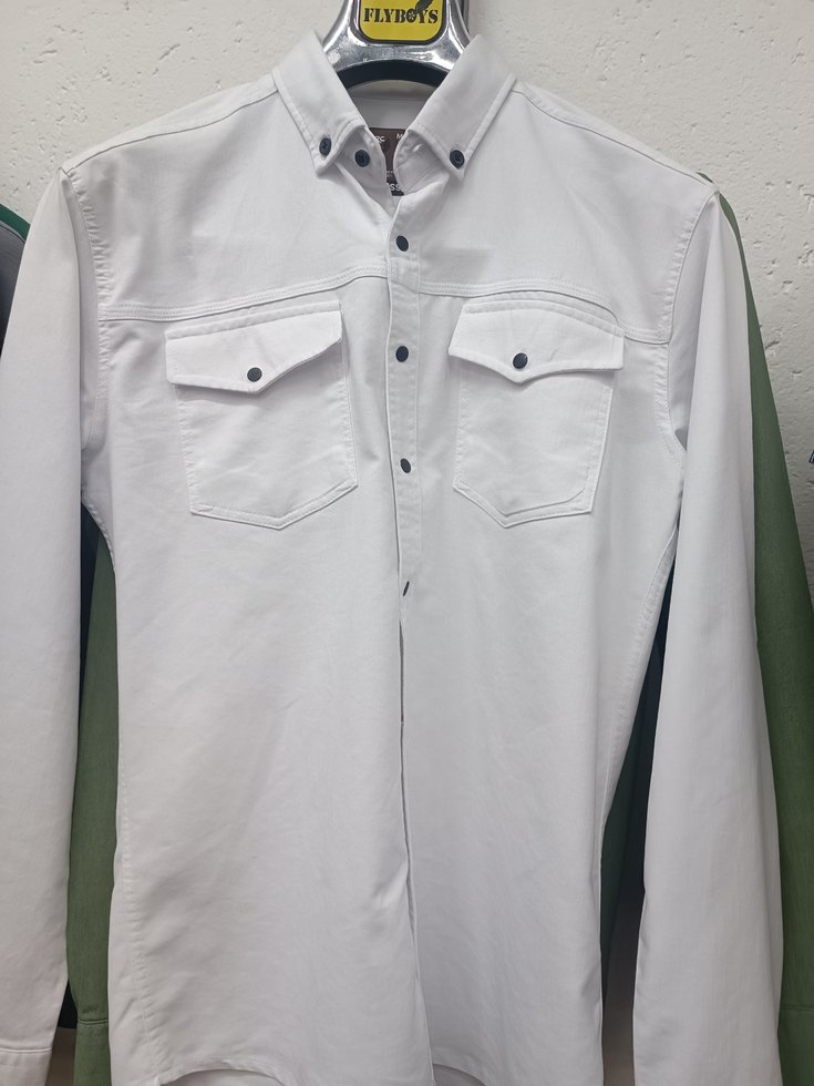 Erkek Haki Düğmeli Uzun Kollu Regular Fit Gömlek - Görsel 2