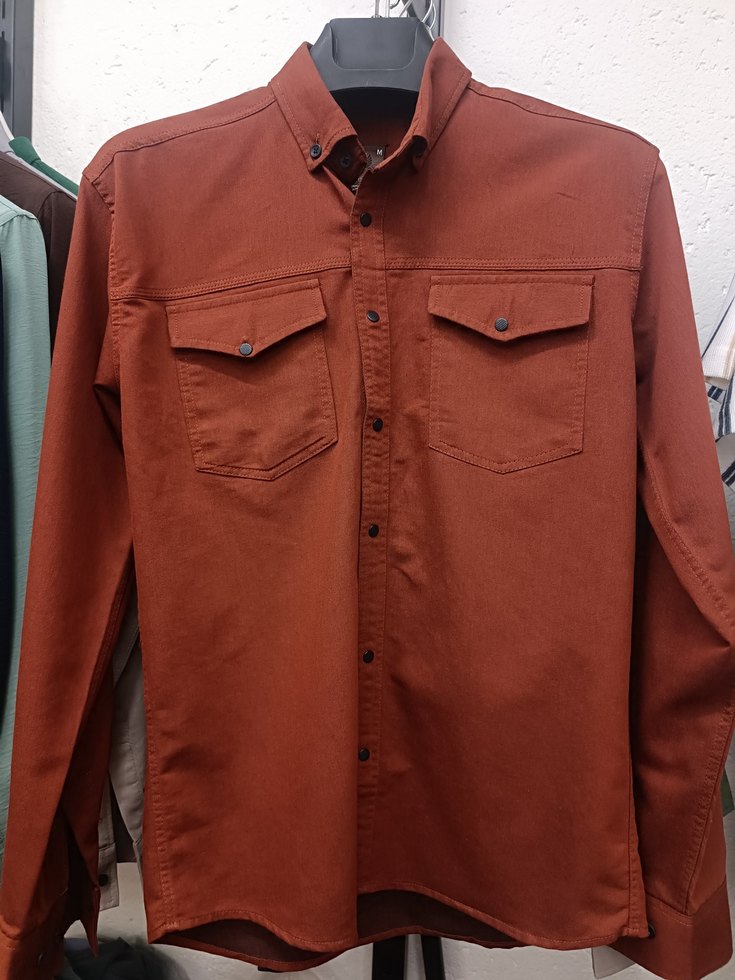 Erkek Haki Düğmeli Uzun Kollu Regular Fit Gömlek - Görsel 4