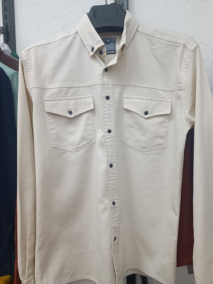 Erkek Haki Düğmeli Uzun Kollu Regular Fit Gömlek - Görsel 5