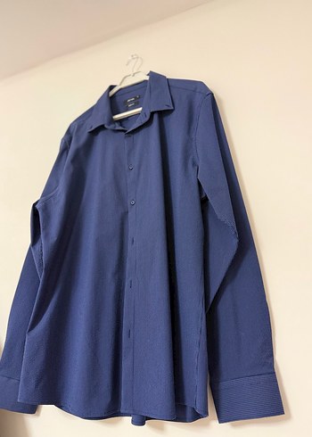 Mavi Klasik Erkek Keten Gömlek - Görsel 2