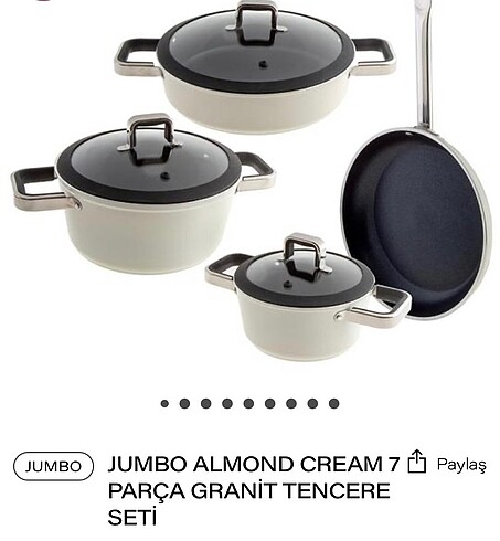 Jumbo Almond Cream 7 Parça Granit Tencere Seti