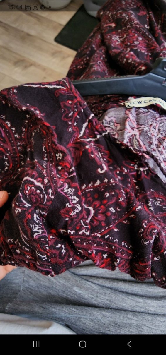 Bordo Bohem Uzun Elbise V Yaka Drapeli - Görsel 3