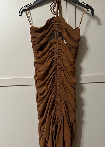Zara Kahverengi Mini Elbise