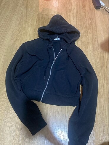 H&M fermuarlı crop sweatshirt