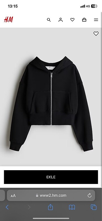 fermuarlı crop sweatshirt