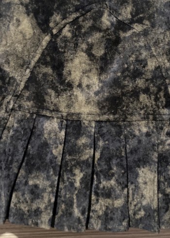 Diğer Kadın Pilili Süet Mini Etek - Koyu Batik