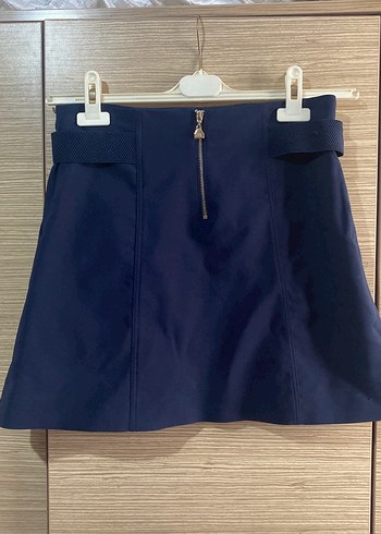 Diğer Kemerli Lacivert Mini Etek