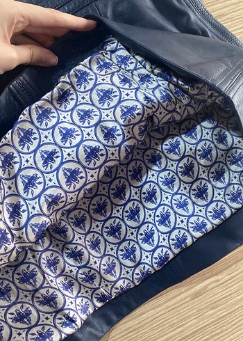 36 Beden lacivert Renk Lacivert Deri Mini Etek