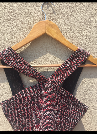 Pull and Bear Desenli crop top bluz