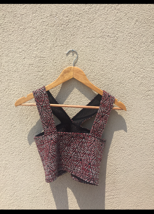 m Beden Desenli crop top bluz