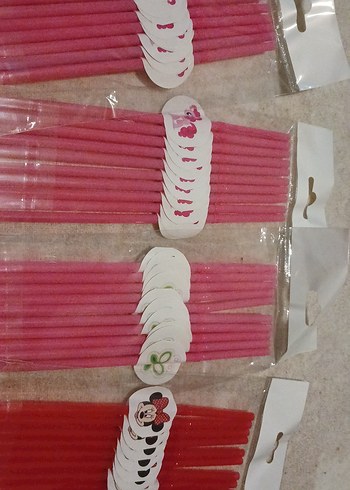 Renkli Pembe ve Kırmızı Parti ve doğum günü pipetleri - Görsel 2