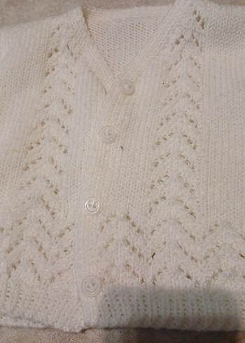 Beyaz el örmesi bebek yelek  kıza erkeğe olur - Görsel 2