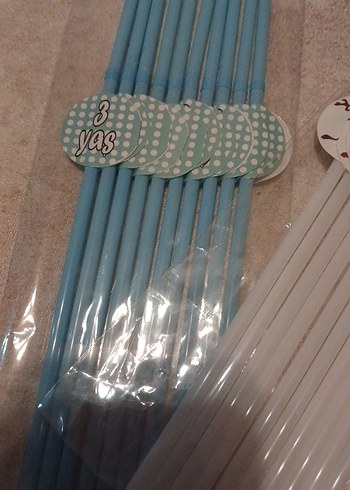 Pastel Mavi Doğum Günü pipet - Görsel 3