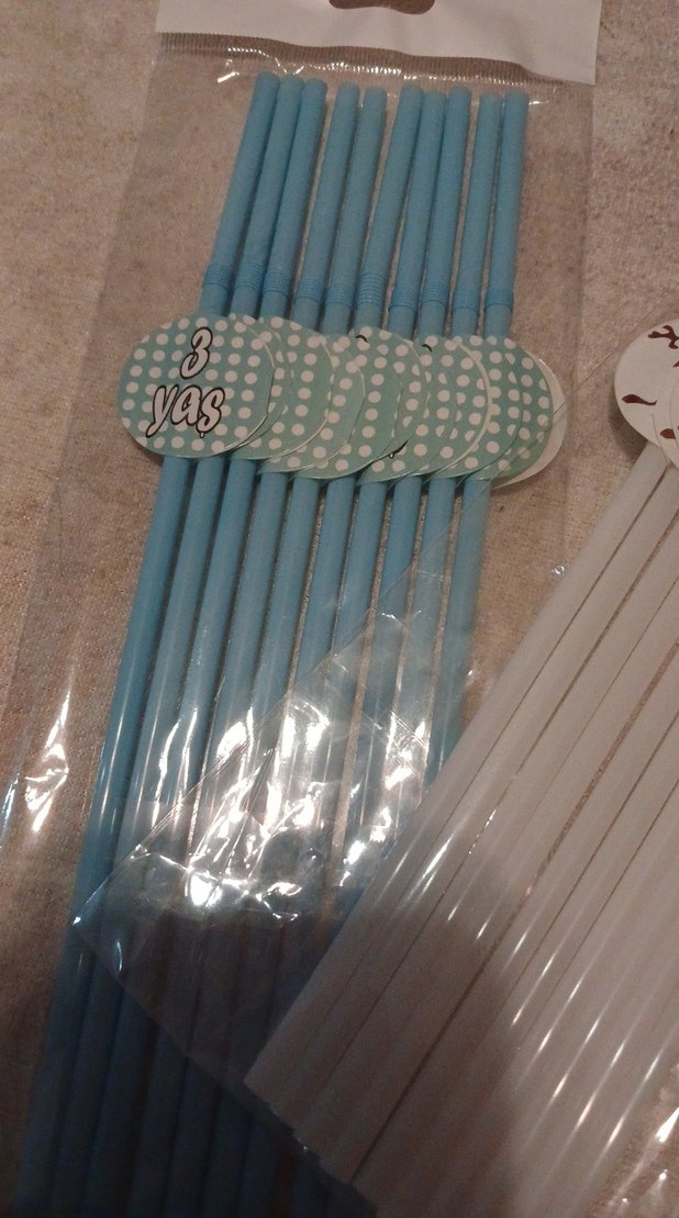 Pastel Mavi Doğum Günü pipet - Görsel 3