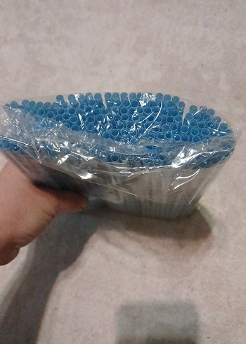 Pastel Mavi Parti Pipetleri 100 adet - Görsel 2