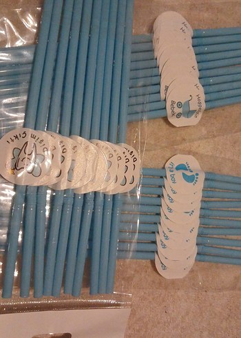 Pastel Mavi Parti Pipetleri 10 lu paket toplam 30 adet - Görsel 2