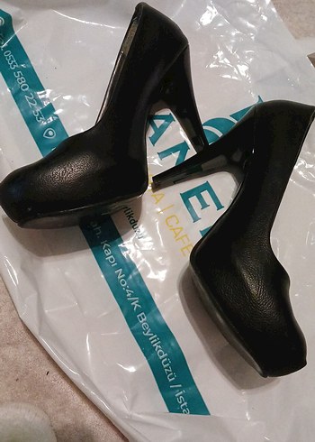 Siyah Topuklu platform Kadın Ayakkabı - Görsel 4