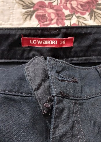 Kadin lacivert ince ketenPantolon - Görsel 2