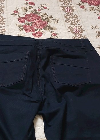 Kadin lacivert ince ketenPantolon - Görsel 3