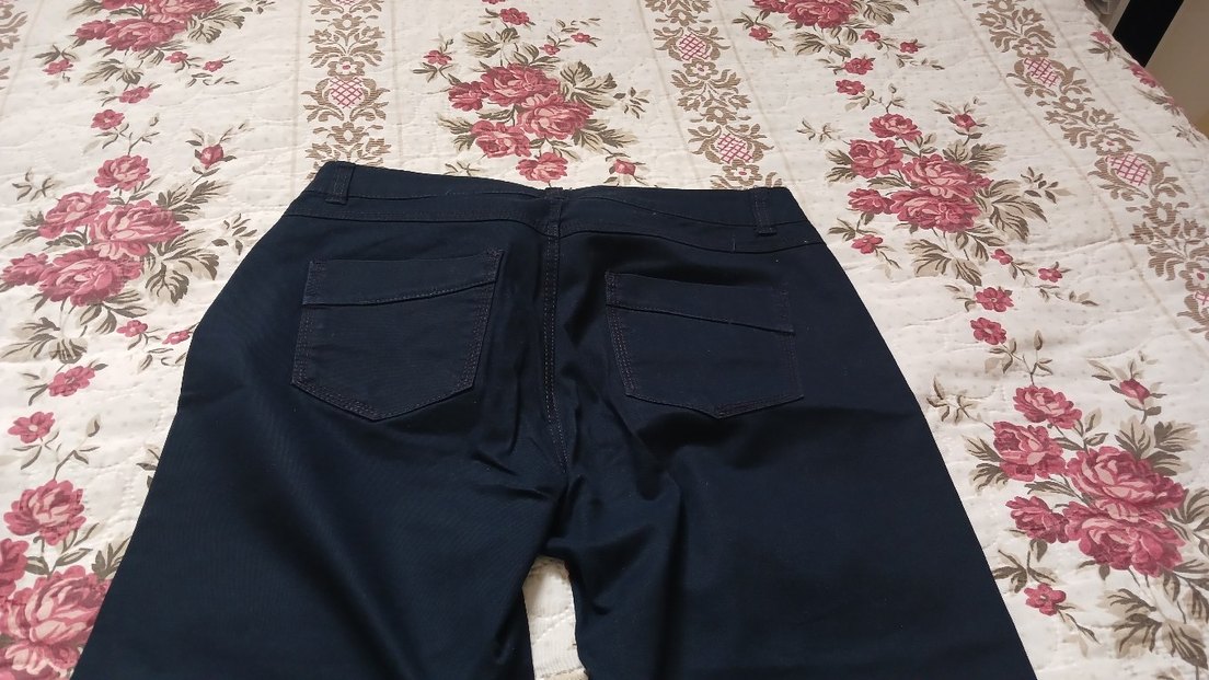 Kadin  lacivert ince ketenPantolon - Görsel 3