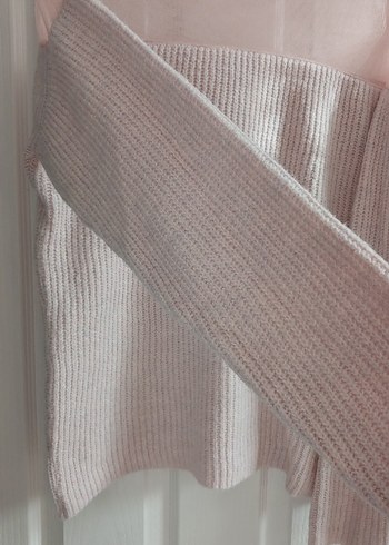 Açık Pudra Pembe Boğazlı Örgü Kadın Kazak - Görsel 3