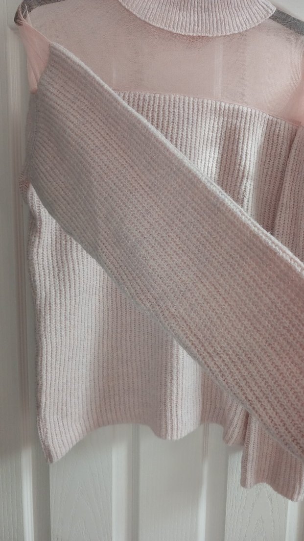 Açık Pudra Pembe Boğazlı Örgü Kadın Kazak - Görsel 3
