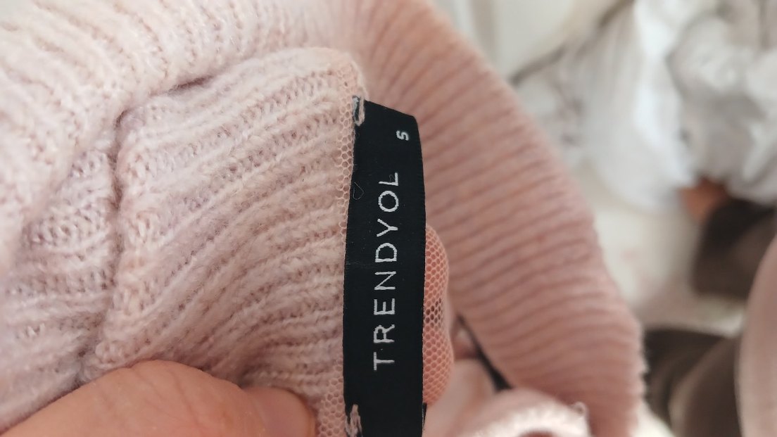 Açık Pudra Pembe Boğazlı Örgü Kadın Kazak - Görsel 4