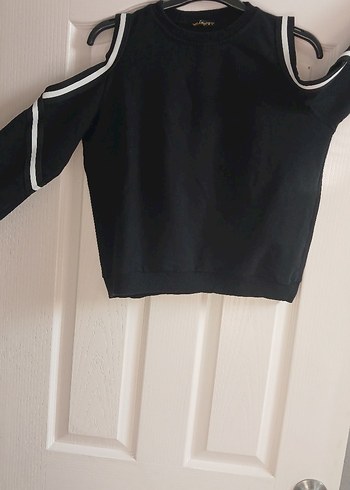 Siyah Kesik Detaylı Uzun Kollu Sweatshirt - Görsel 3