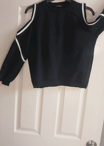 Siyah Kesik Detaylı Uzun Kollu Sweatshirt - Görsel 2