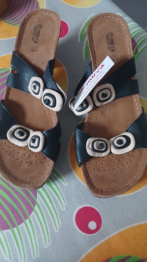 Kahverengi siyah  Kadın Dolgu Topuklu Terlik - Görsel 2