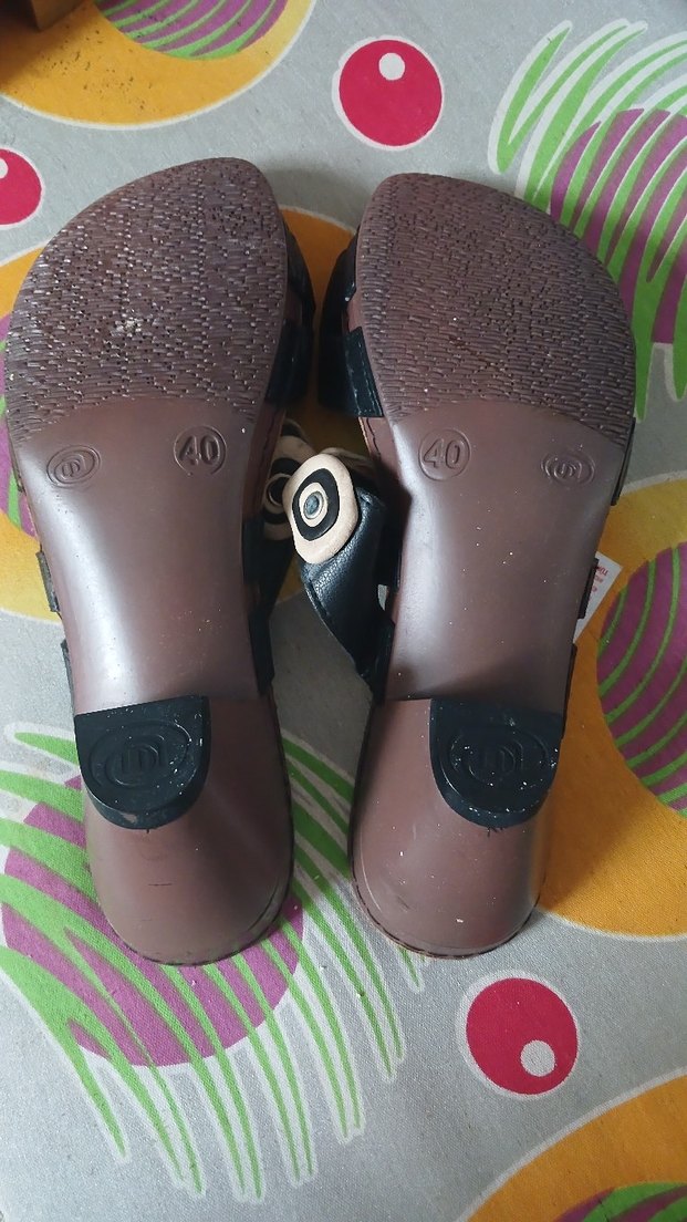 Kahverengi siyah  Kadın Dolgu Topuklu Terlik - Görsel 4