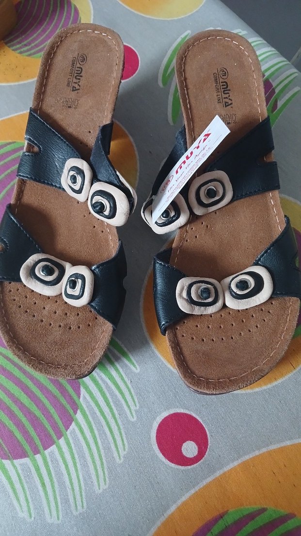 Kahverengi siyah  Kadın Dolgu Topuklu Terlik - Görsel 3