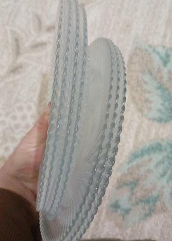 Vintage Tarzda Şeffaf Cam Tabak Seti tatlı tabağı 7 adet - Görsel 2