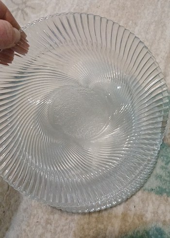 Vintage Tarzda Şeffaf Cam Tabak Seti tatlı tabağı 7 adet - Görsel 3