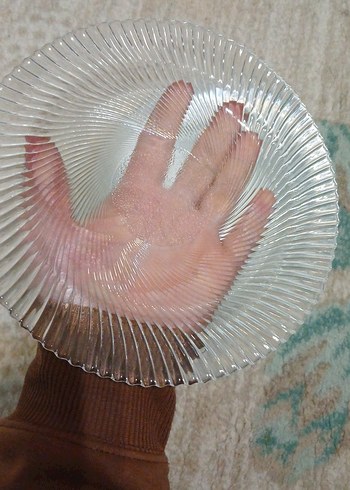 Vintage Tarzda Şeffaf Cam Tabak Seti tatlı tabağı 7 adet - Görsel 4