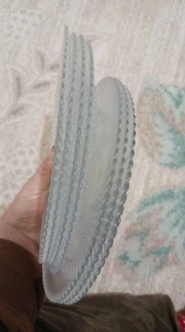 Vintage Tarzda Şeffaf Cam Tabak Seti tatlı tabağı 7 adet - Görsel 2