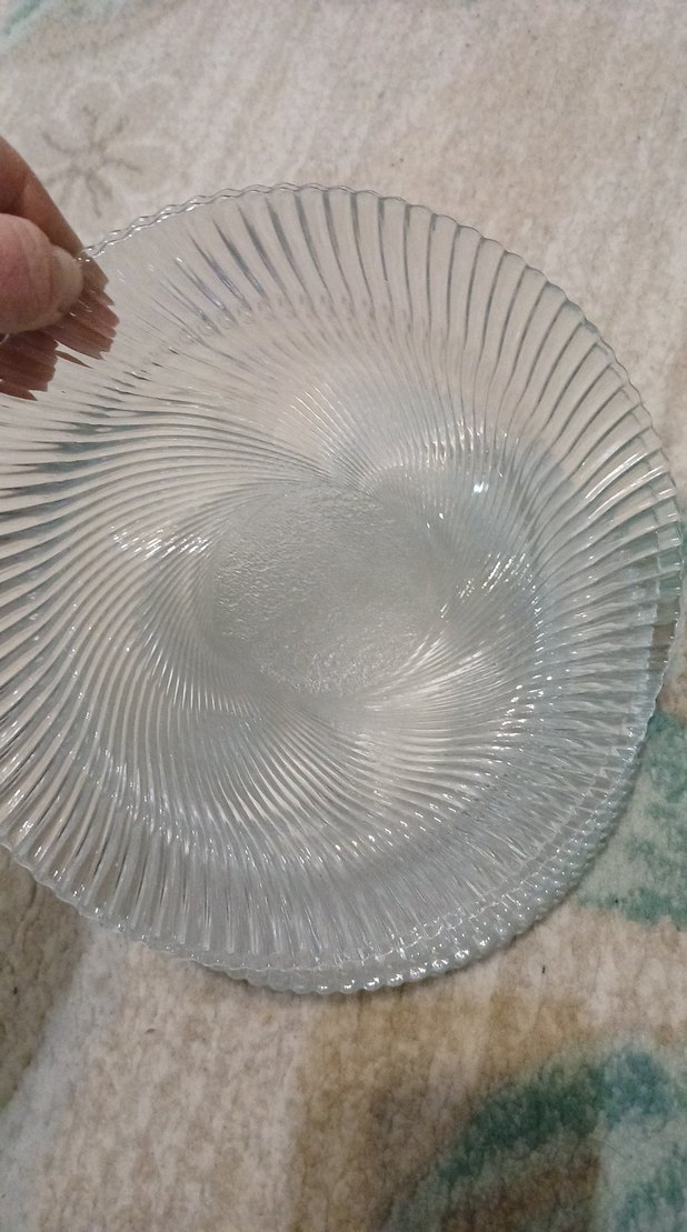 Vintage Tarzda Şeffaf Cam Tabak Seti tatlı tabağı 7 adet - Görsel 3