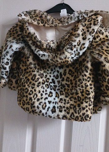 Kız Çocuk Leopar Desenli Kürklü Ceket - Görsel 5