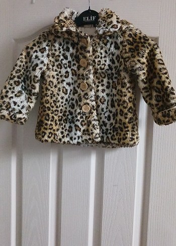 Kız Çocuk Leopar Desenli Kürklü Ceket - Görsel 2