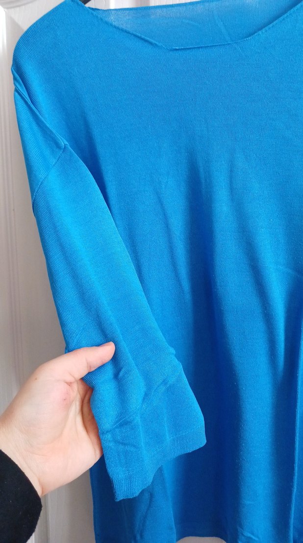 Mavi Kadın Uzun Kollu Salaş Kazak - Görsel 4