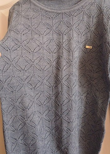 Gri Örgü Kadın Triko Kazak - Görsel 3