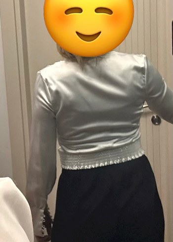 Beyaz V Yaka Kadın İpek Bluz - Görsel 6