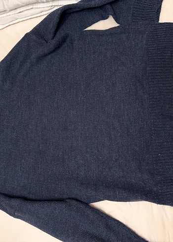 Lacivert Kadın Triko Uzun Kollu Kazak - Görsel 3