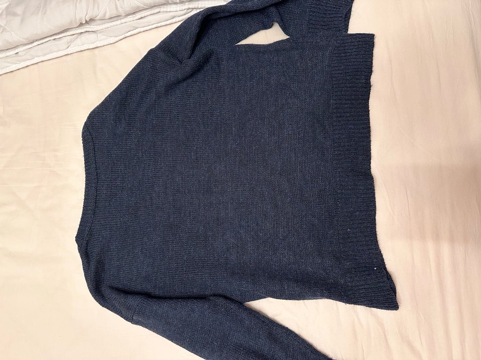 Lacivert Kadın Triko Uzun Kollu Kazak - Görsel 3