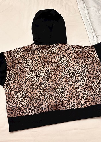 Kahverengi Leopar Desenli Kapüşonlu Sweatshirt - Görsel 2