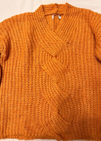 Bohem Tarzı Kahverengi Örgü Kadın Kazak - Görsel 2