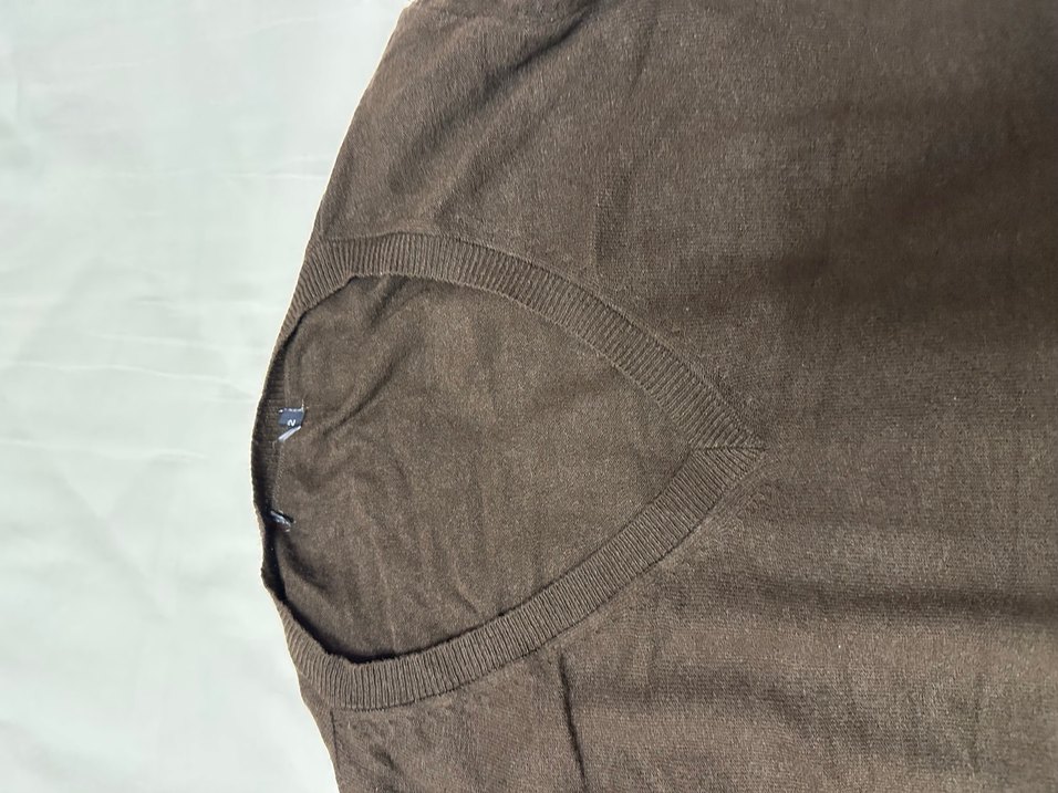 V Yaka Kahverengi Kadın Kazak - Görsel 2