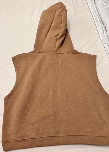 Bej Kapüşonlu Kolsuz Sweatshirt - Görsel 2