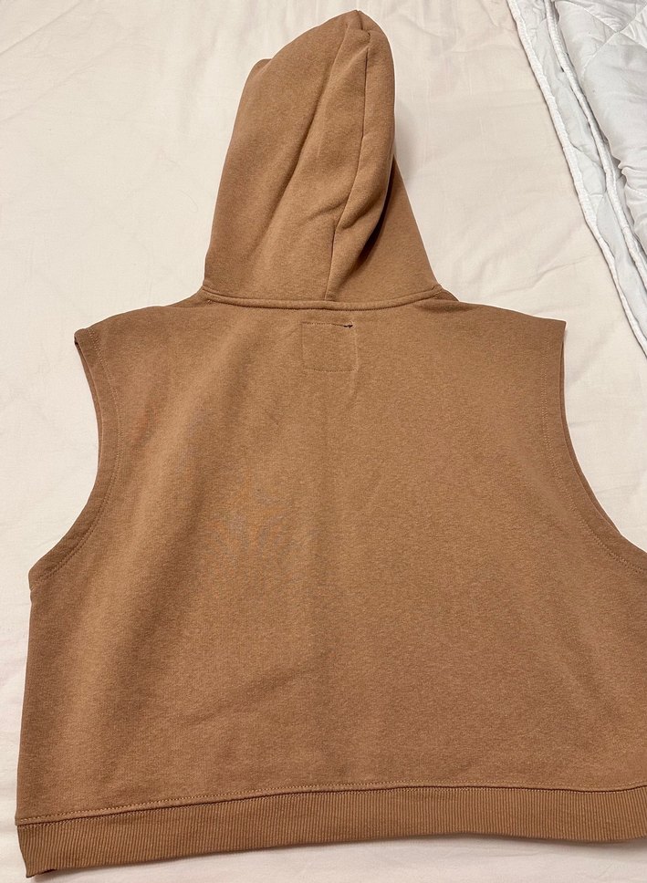 Bej Kapüşonlu Kolsuz Sweatshirt - Görsel 2