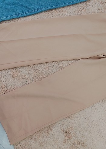 Tuba butuk palazzo Bej Kadın Kumaş Pantolon i Boy Rahat Kesim - Görsel 4